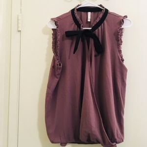 Xhiliration Mavve/ black Tie Blouse Sz XL